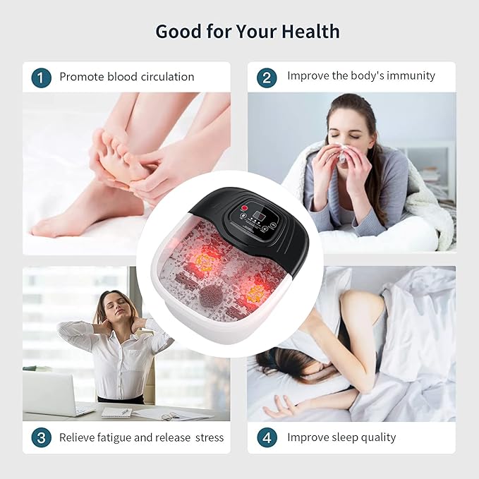 Foot Spa Bath Massager with Heat, Epsom Salt,Bubbles, Vibration and Red Light,Pedicure Tub,Foot Soaker, Gifts for Women Men Mom Dad, Fathers Day, Mothers Day Valentines Day Gifts