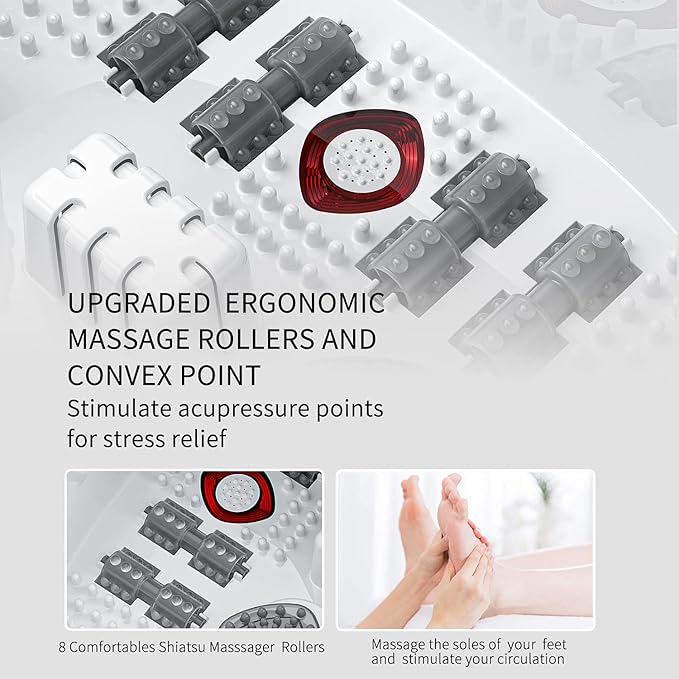 Foot Spa Bath Massager with Heat, Epsom Salt,Bubbles, Vibration and Red Light,Pedicure Tub,Foot Soaker, Gifts for Women Men Mom Dad, Fathers Day, Mothers Day Valentines Day Gifts