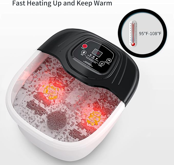 Foot Spa Bath Massager with Heat, Epsom Salt,Bubbles, Vibration and Red Light,Pedicure Tub,Foot Soaker, Gifts for Women Men Mom Dad, Fathers Day, Mothers Day Valentines Day Gifts