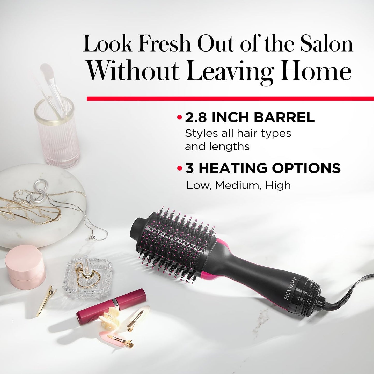 REVLON One-Step Volumizer Hair Dryer and Styler, for Less Frizz, More Shine, and Reduced Heat Damage for Salon Style Round Brush for Blowout, Black