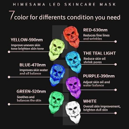 Led Face Mask, FSA/HSA Eligible, 7 Colors Light Mask for Face, Blue & Red Light Face Mask Anti-aging, Korean Professional Technology Led Light Mask for Face and Neck A-021