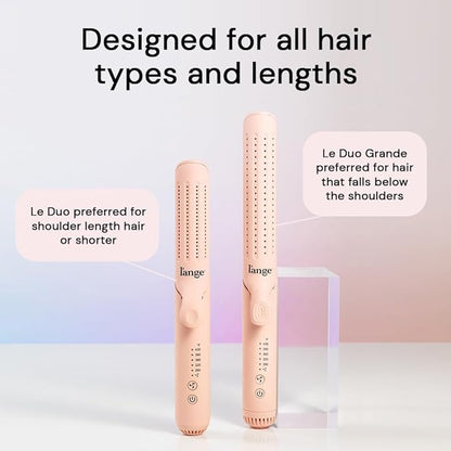 L'ANGE HAIR Le Duo Grande 360° Airflow Styler | 2-in-1 Curling Wand & Titanium Flat Iron Professional Hair Straightener and Curler with Cooling Air Vents to Lock in Style | Adjustable Temp (Blush)