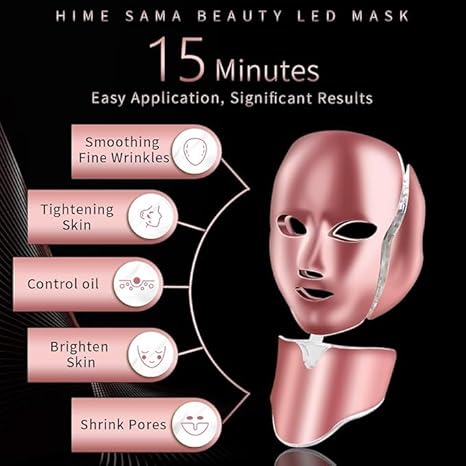 Led Face Mask, FSA/HSA Eligible, 7 Colors Light Mask for Face, Blue & Red Light Face Mask Anti-aging, Korean Professional Technology Led Light Mask for Face and Neck A-021