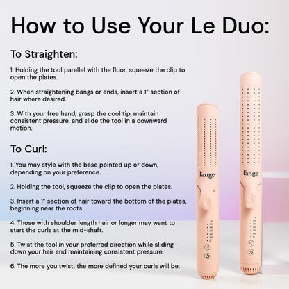 L'ANGE HAIR Le Duo Grande 360° Airflow Styler | 2-in-1 Curling Wand & Titanium Flat Iron Professional Hair Straightener and Curler with Cooling Air Vents to Lock in Style | Adjustable Temp (Blush)