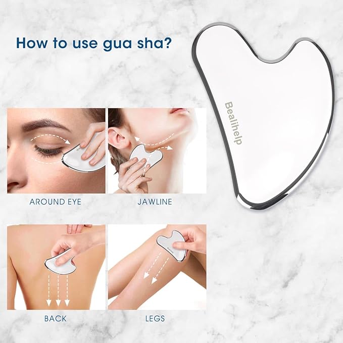 Face Roller & Gua Sha, Stainless Steel Facial Roller and Guasha Tool for Face, Skin Care Roller for Wrinkles and Lifting, Improve Puffiness, Metal Face Massager for Eyes, Neck Tighten