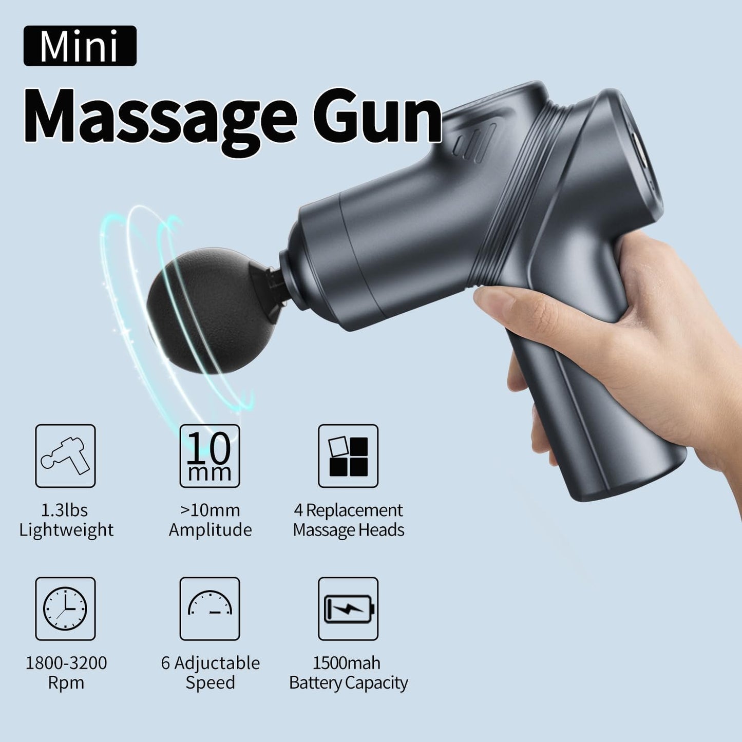 Massage Gun Deep Tissue, Silent Brushless Motor and Portable Massage Gun with 4 Interchangeable Heads for Deep Muscle Relief and Relaxation, Relax Gift