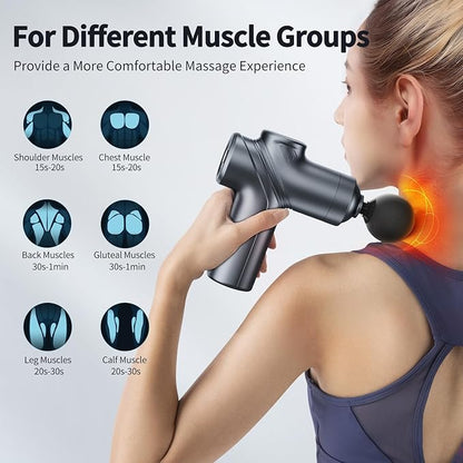 Massage Gun Deep Tissue, Silent Brushless Motor and Portable Massage Gun with 4 Interchangeable Heads for Deep Muscle Relief and Relaxation, Relax Gift