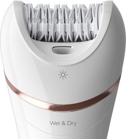 Philips Epilator Series 8000, Wet & Dry, 3-in-1 with Shaver & Trimmer Attachments for Women, 8 Accessories Included, BRE720/14