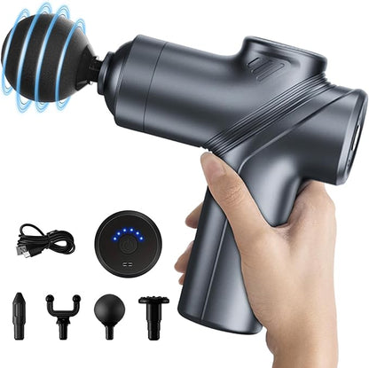 Massage Gun Deep Tissue, Silent Brushless Motor and Portable Massage Gun with 4 Interchangeable Heads for Deep Muscle Relief and Relaxation, Relax Gift