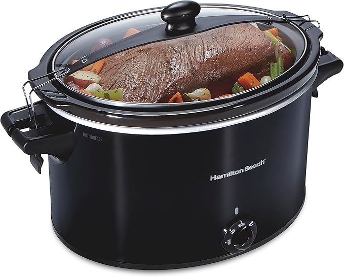 Hamilton Beach Slow Cooker, Extra Large 10 Quart, Stay or Go Portable With Lid Lock, Dishwasher Safe Crock, Black (33195)