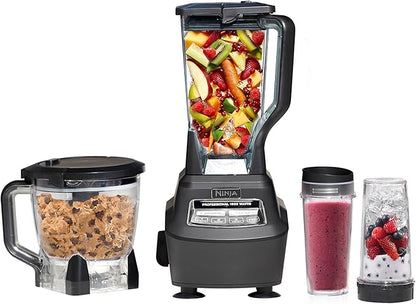 Ninja BL770 Mega Kitchen System, 1500W, 4 Functions for Smoothies, Processing, Dough, Drinks & More, with 72 Blender Pitcher, 64 Processor Bowl, (2) 16-oz. to-Go, Black, with 2 Nutri Cups + Lids