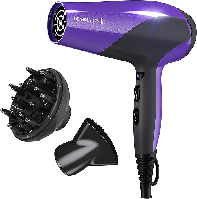 Remington Damage Protection Hair Dryer with Ceramic + Ionic + Tourmaline Technology,Purple, 3 Piece Set